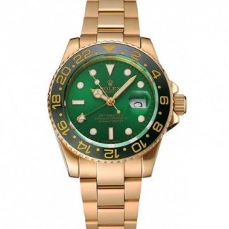 Réplique Rolex GMT Master II Cadran et lunette verts Boîtier et bracelet en or